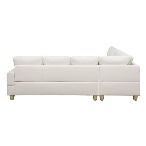 Sofa 3 Piece Left Facing Linen, L Shaped Sectional Couch with Chaise Ottoman,PU 6 Seat Sofa&Couch for Living Room, Red