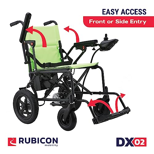 Rubicon DX02- Lightweight (Only 40lbs) Foldable Electric Wheelchair for Seniors - 12 mi Long Cruise Range with 500W Powerful Motor - Airline Approved with Detachable Battery (Model1)