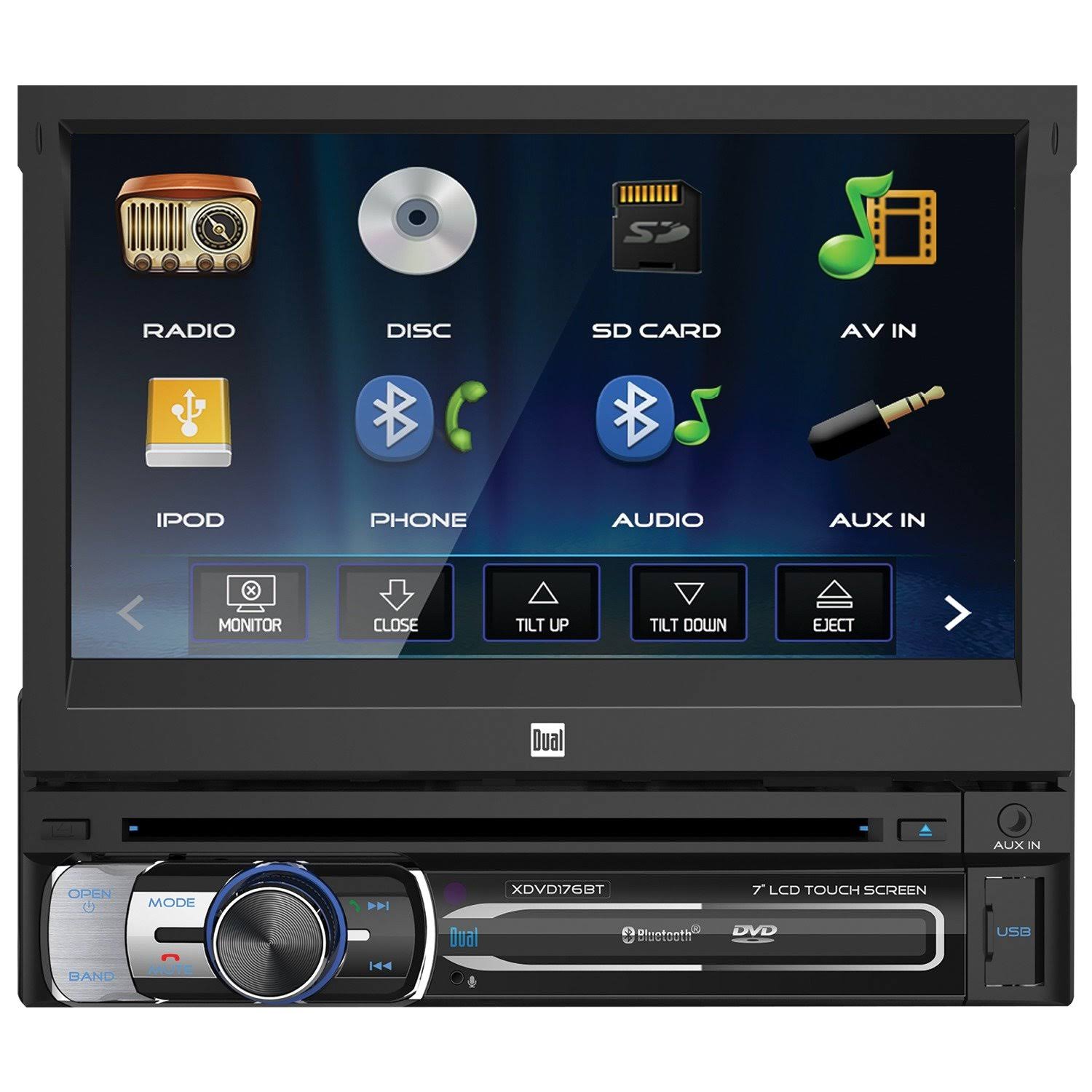Dual XDVD176BT 7-Inch Single-DIN In-Dash DVD-CD Receiver with Bluetooth