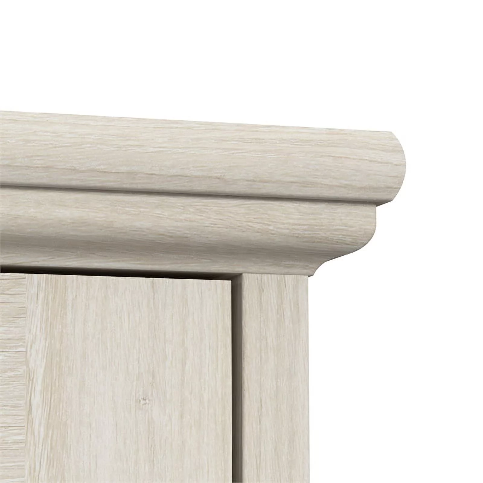 Bowery Hill Engineered Wood Curio Cabinet with Glass Doors in Linen White Oak