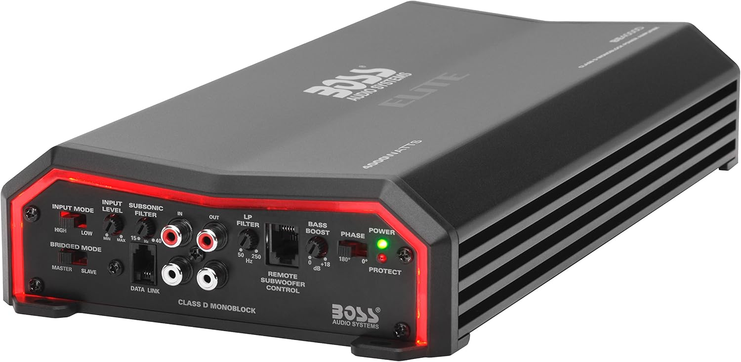 BOSS Audio Systems Elite BE4000D Class D Car Amplifier - 4000 Watts, 1 Ohm Stable, Digital, Monoblock, Mosfet Power Supply, Great for Subwoofers, Remote Subwoofer Control
