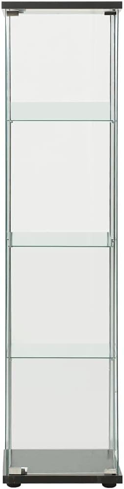 INLIFE Storage Cabinet Tempered Glass Black Home Fruniture
