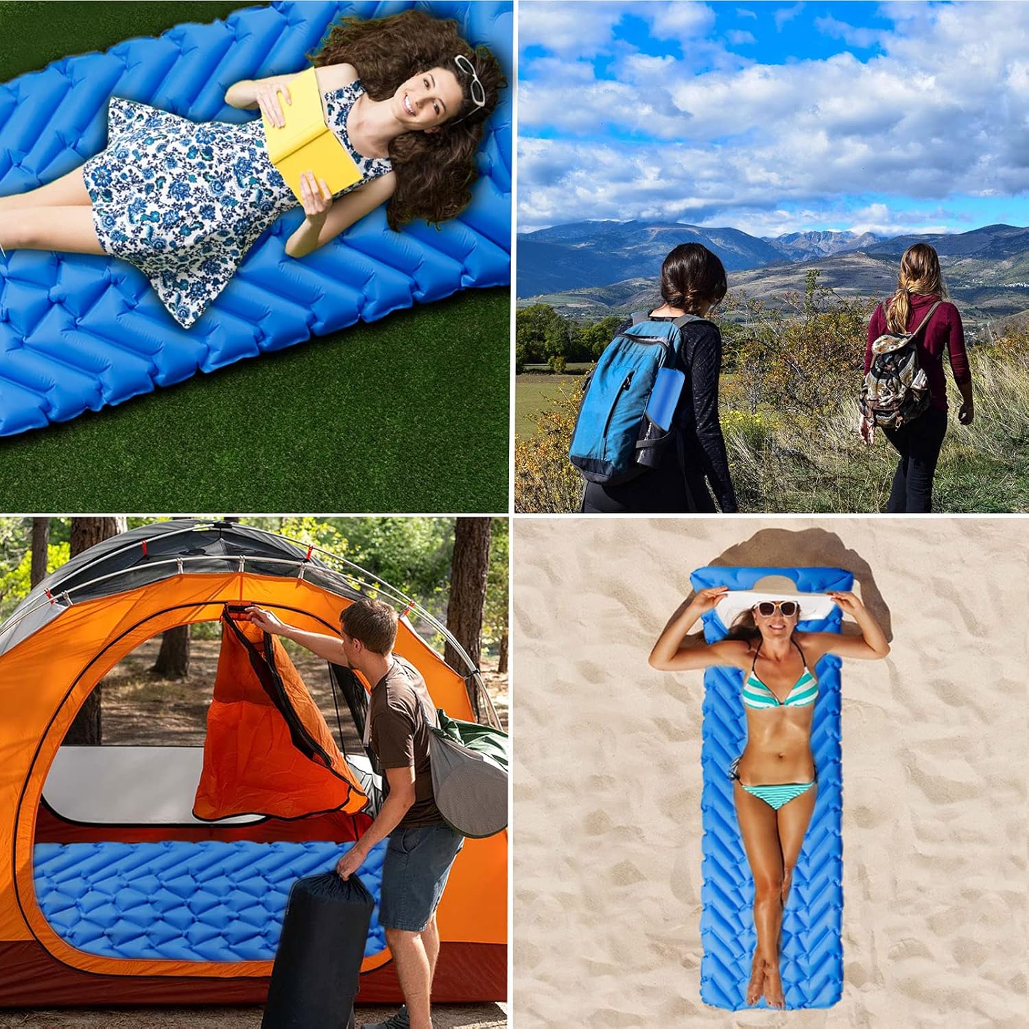 Camping Sleeping Pad, Ultralight Sleeping Mat for Backpacking, Hiking Air Mattress - Extra Long, Lightweight, Inflatable & Compact Camp Sleep Mat, Inflating Camping Pads