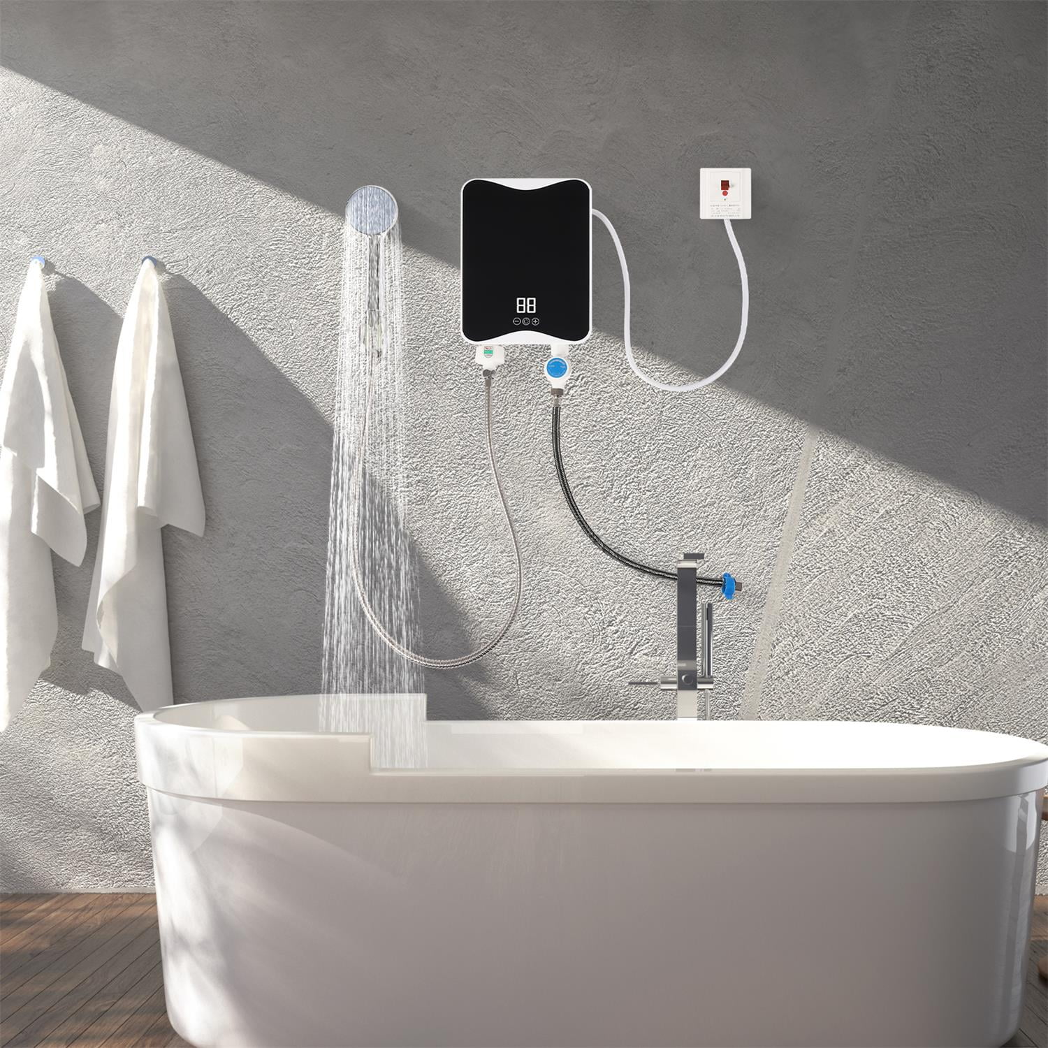 YIYIBYUS Electronic Instant Water Heater Thermostat Tankless Mini Hot water Heater for Kitchen Sinks Bathroom Shower 5500W