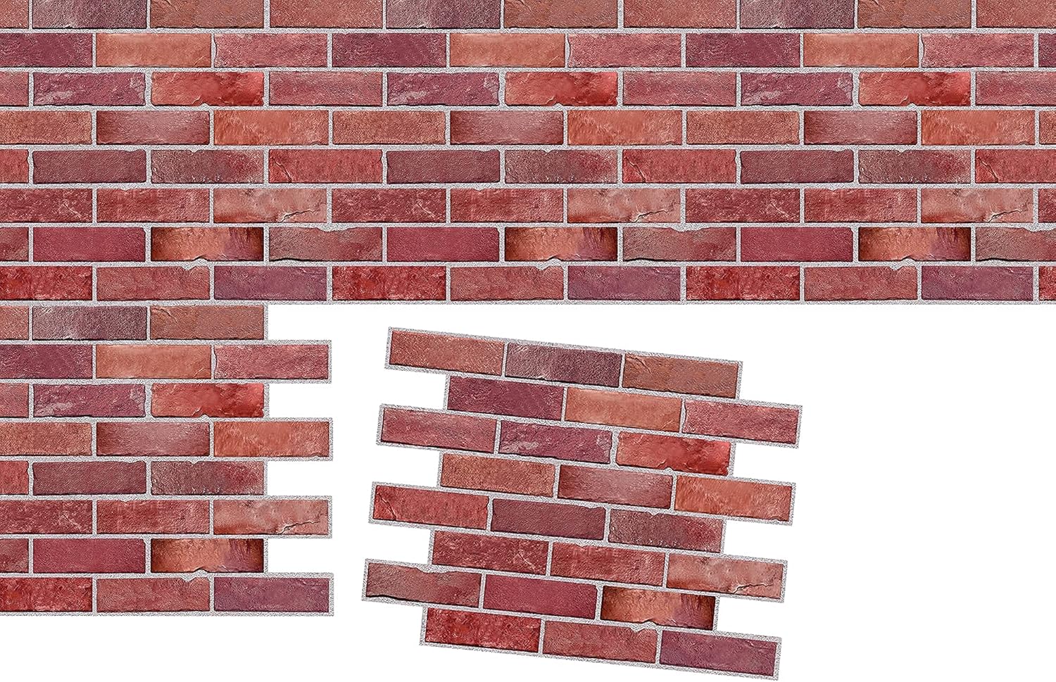 Retro-Art 3D Wall Panels, Pack of 10, Faux Brick in Red, PVC, 17.5" x 23.75", Cover 28.86 sq.ft. 570TG