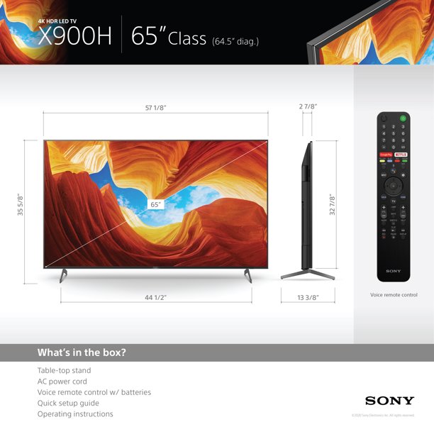 65 Class 4K UHD LED Android Smart TV HDR BRAVIA 900H Series