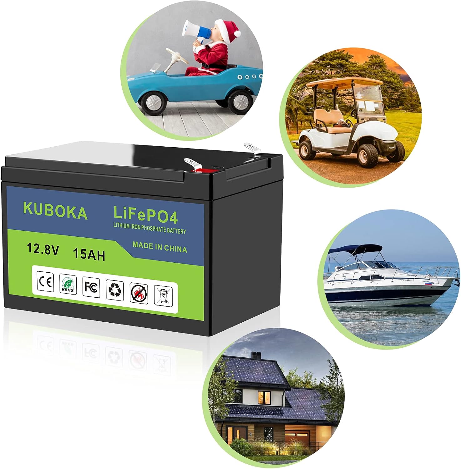 12 Volt Lithium Battery - LiFePO4 Battery | 12V 15Ah Lithium-ion Rechargeable Battery Deep Cycle Replace SLA Lead Acid Battery | Built-in BMS | Perfect for RV, Solar, Off-Grid Applications Pack of 2
