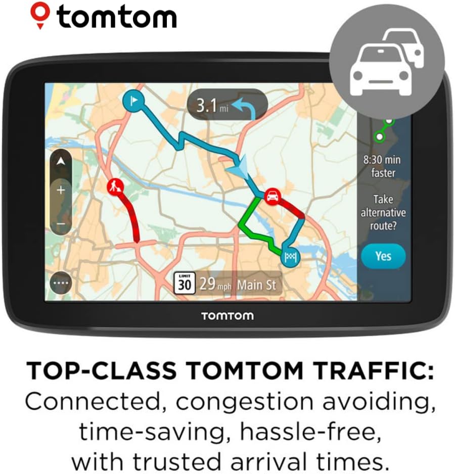 TomTom Go Comfort 5 Inch GPS Navigation Device with Updates via Wi-Fi, Real Time Traffic, Free Maps of North America, Smart Routing, Destination Prediction and Road Trips