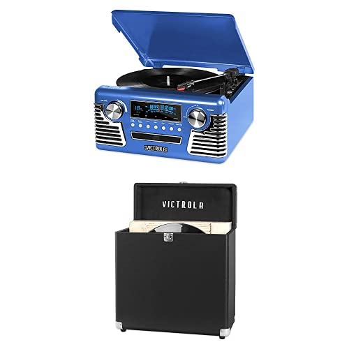 Victrola Haley Retro Bluetooth Record Player & Multimedia Center with Built-in Speakers - 3-Speed Turntable, CD Player, AM/FM Radio, 3.5mm Aux-In, Wireless Music Streaming, Black