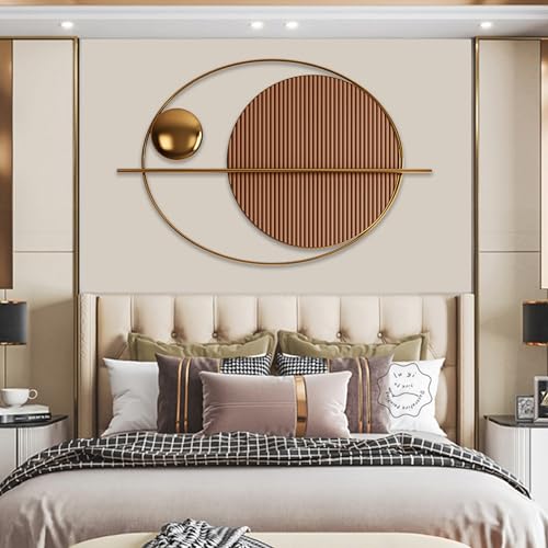 YUDACHU Metal Wall Art Gold Wall Decor for Living Room, Modern Creative Geometric Round Wall Art Decor 59" × 19.6" Large 3D Wall Accents for Bedroom, Dining Room, Wall Sculptures