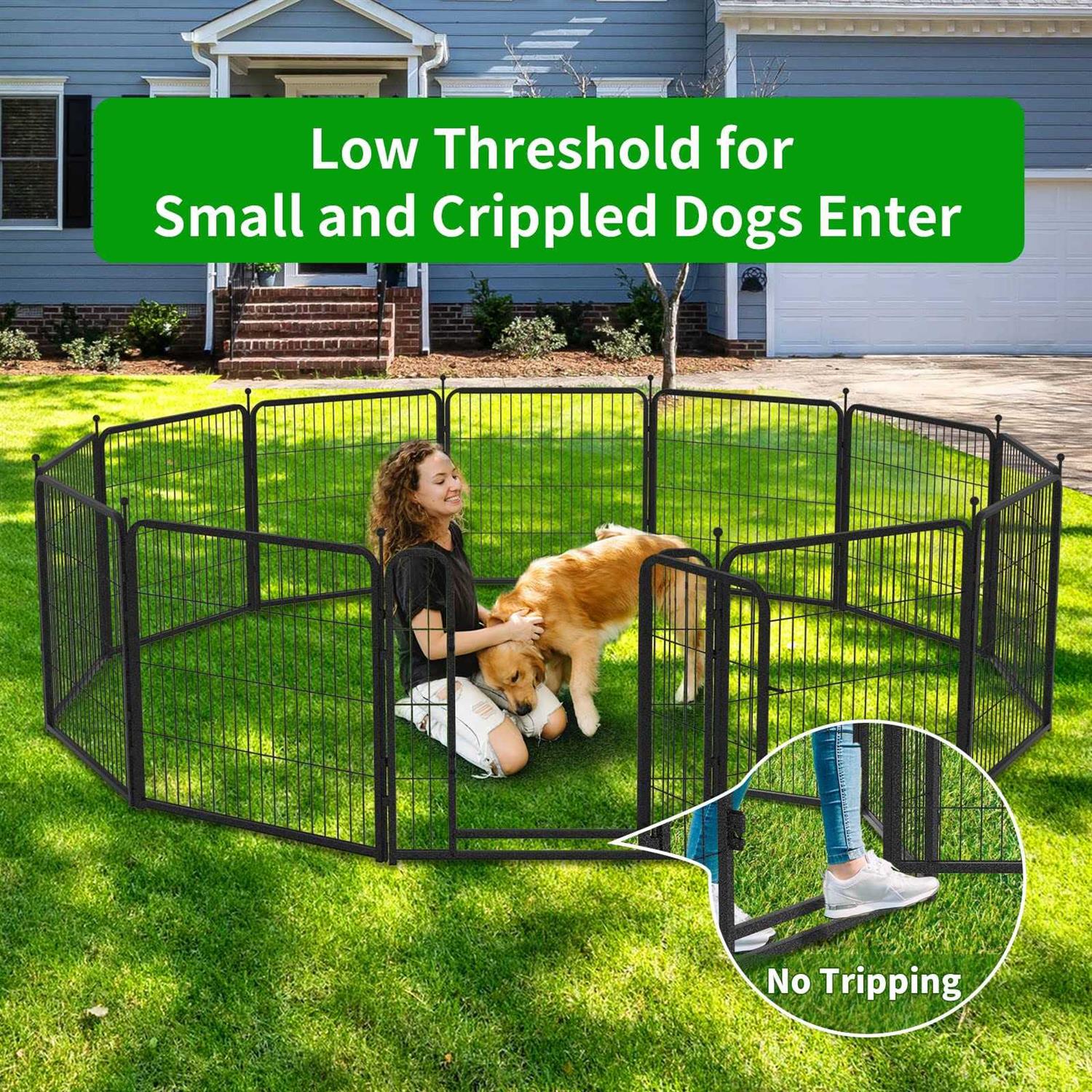 Kfvigoho Dog Playpen Outdoor Panels Heavy Duty Dog Pen Height Puppy Playpen Indoor Anti-Rust Exercise Fence with Doors for Medium/Small Pet - Pet Supplies online store