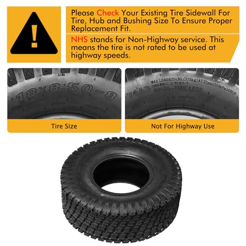WEIZE 20x10.00-8 Lawn Mower Tire, 20x10-8 Tractor Turf Tire, 20x10x8 NHS Tires, 4 PR Tubeless, 1200lbs Capacity, Set of 2