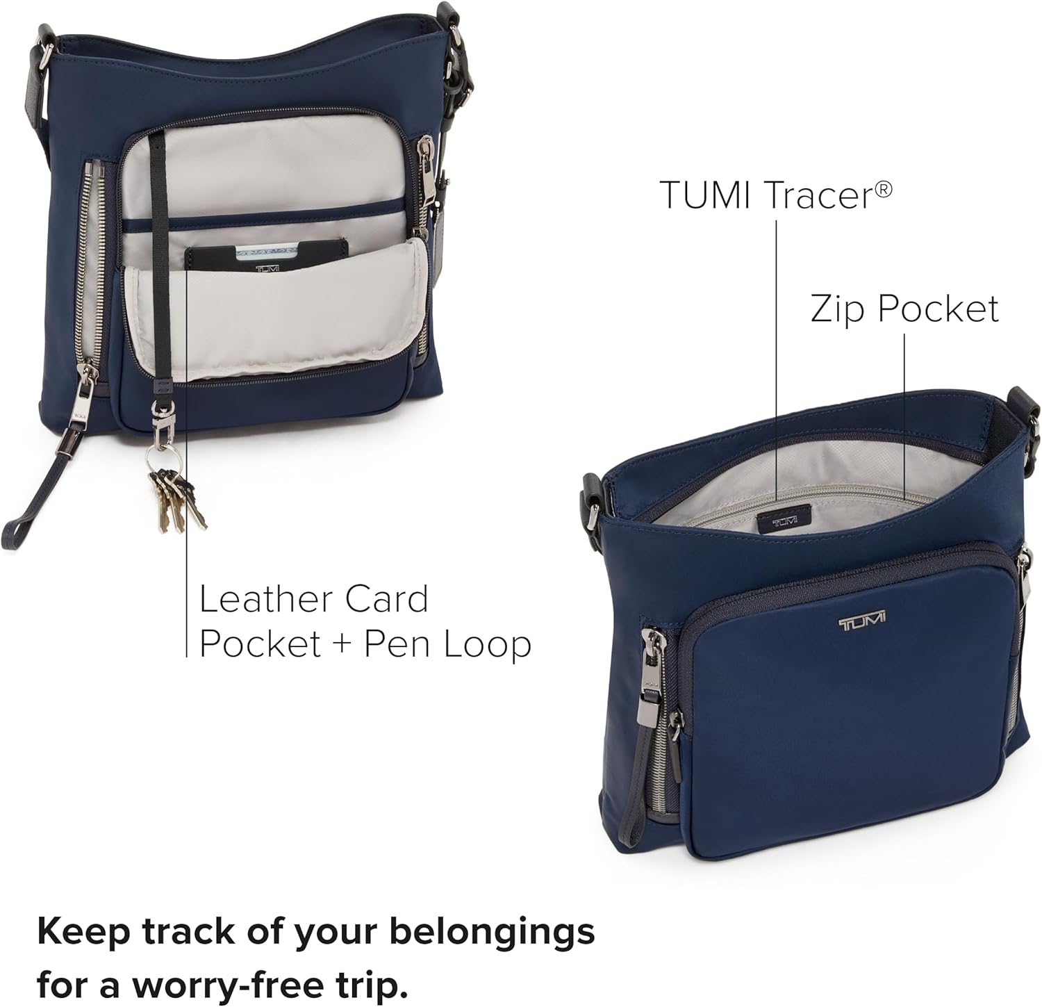 TUMI - Voyageur Tyler Crossbody - Nylon Crossbody Bag - Business, Travel Bag - Stain, Water-Resistant - Stylish Purse - Indigo