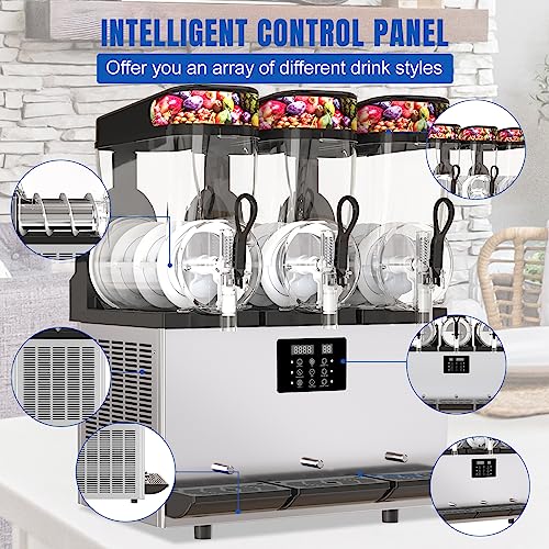 XPW Commercial Slushy Machine Commercial 110V Slushie Maker Machine 304 Stainless Steel Margarita Machines Quick Frozen Slush Machine for Bars Restaurants