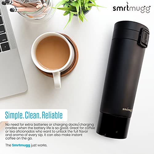 Heated Coffee Mug, All Day Battery Life, Battery Powered Travel Mug, Smart Mug, Great for Coffee and Tea, Fast Heating Technology, Portable Charger (Black 10 oz.)