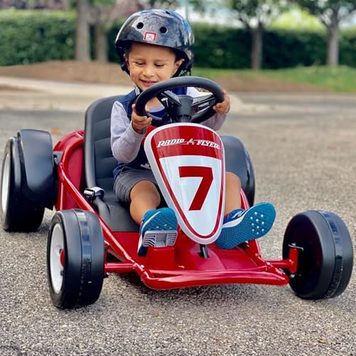 Radio Flyer 36V Battery-Powered Kids Electric Go-Kart with Adjustable Seat, Rubber Wheels, Grey