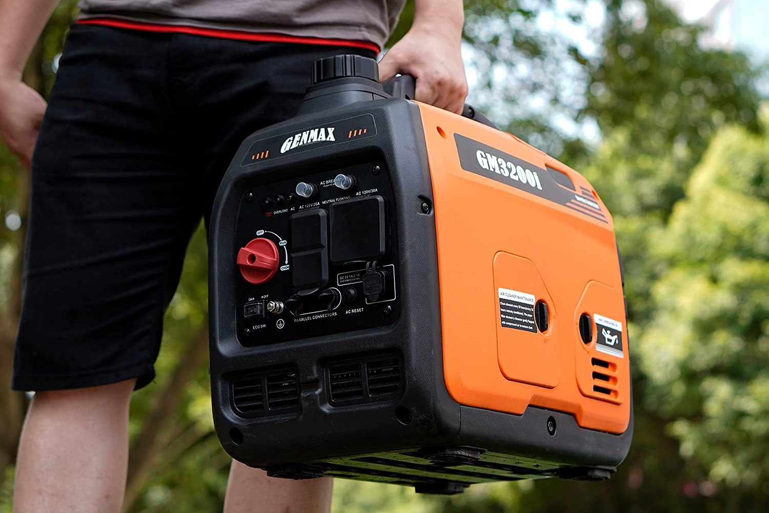 GENMAX Quiet Power Series Inverter Generator，Gas Powered, EPA Compliant, Eco-Mode Feature, Ultra Lightweight for Backup Home Use & Camping (GM5500i)