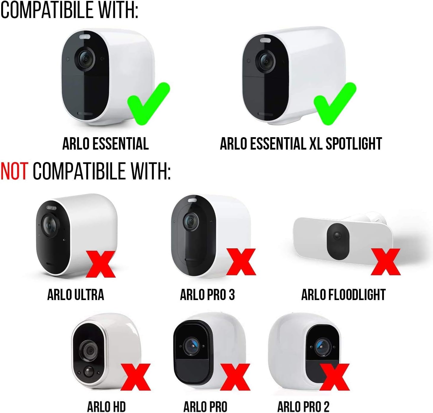 Wasserstein Floodlight & Solar Panel Charger, Motion-Activated, Compatible with Arlo Essential Spotlight/XL Spotlight Camera (White) (NOT Compatible with Arlo Ultra/Pro/Pro 2/Pro 3, HD, Floodlight)