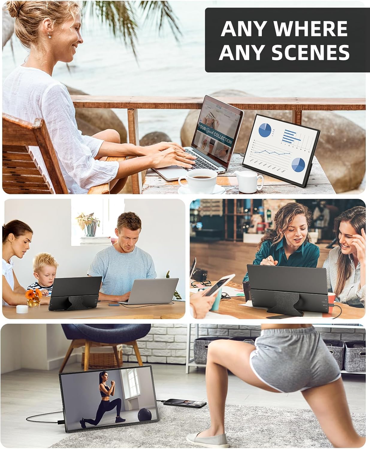Portable Monitor Touchscreen 15.6'' 1080P FHD Laptop Travel Display USB C, HDMI Computer Monitor IPS Gaming Monitor w/Cover, HDR Eye Care Screen, Plug&Play Suitable for PC MAC Phone Xbox PS4/5 Switch