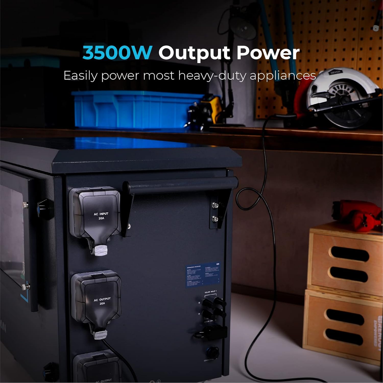 Renogy Solar Generator LiFePO4 Battery, 4.8kWh Expandable Power Station 3500W AC Output, IP55 Portable Deep Cycles Lithium Battery for Home Backup Emergency Off-Grid RV Camping, Lycan Powerbox