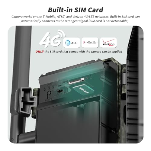 SEHMUA 4G LTE Cellular Trail Cameras 3rd Gen with Live Streaming, Cellular Game Camera Built-in SIM Card Phone Remote Access Solar Trail Camera with Motion Activated 0.2s Trigger Time IP66 Waterproof