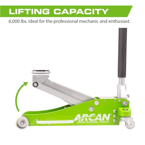 ARCAN Tools 3-Ton Quick Rise Aluminum Floor Jack with Dual Pump Pistons & Reinforced Lifting Arm (A20018_A20019)