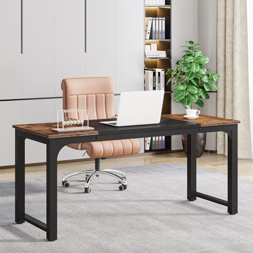 Tribesigns Modern Computer Desk, 63 x 31.5 inch Large Executive Office Desk Computer Table Study Writing Desk Workstation for Home Office, Spliced Desktop, White