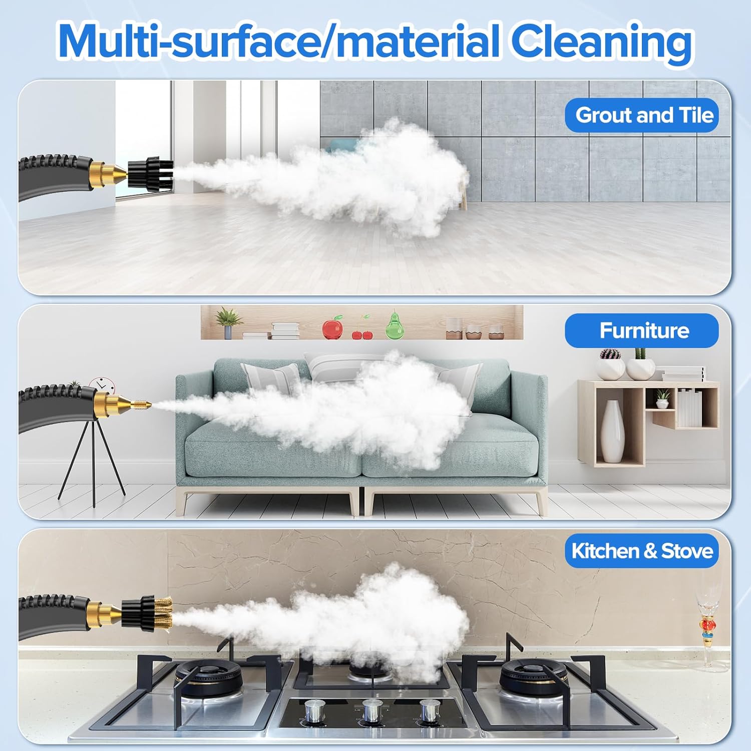 2500W Steam Cleaner, High Pressure Steamer for Cleaning, Portable Handheld Steam Cleaners for Home Use, Steamer for Car Detailing, Steam Cleaner for Upholstery, Kitchen, Bathroom, Grout and Tile