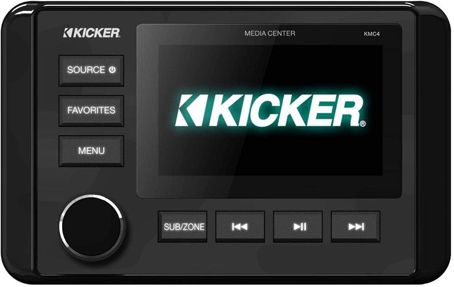 Kicker KMC4 Waterproof Radio with Stinger Marine SEADASH3W Universal Marine 3" Radio Dash Kit - White