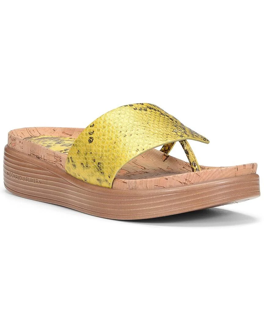 Donald Pliner Fifi Snake-Embossed Leather Slide, Lemon / 6