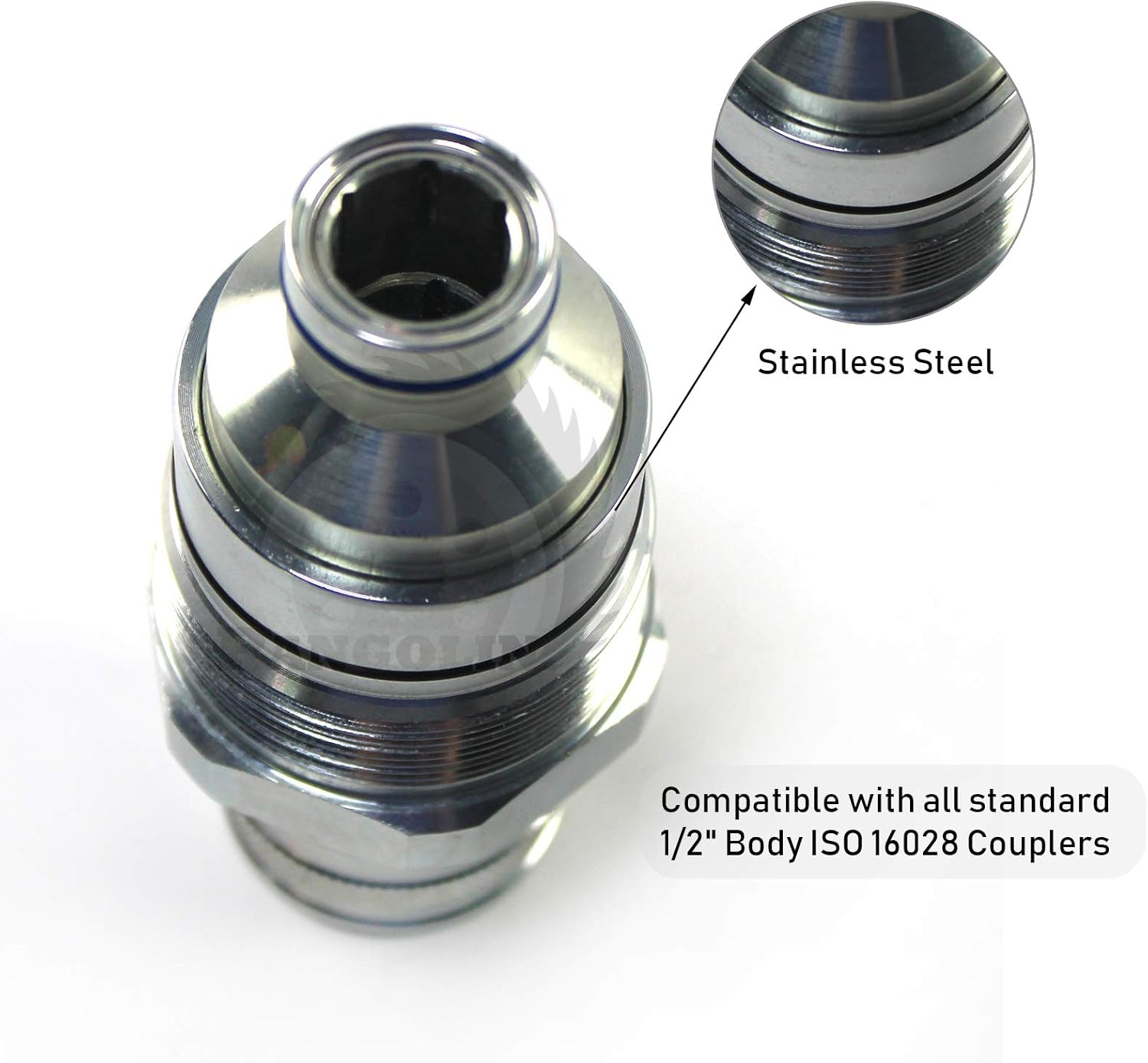 AT406475 7246802 Hydraulic Female Flat Face Quick Connect Coupler 48mm Thread Diameter Hydraulic Coupler for Bobcat John Deere Skid Steer Loader 318E 319E 320E 323E 326E 328E 329E 332E Spare Parts Pack of 2