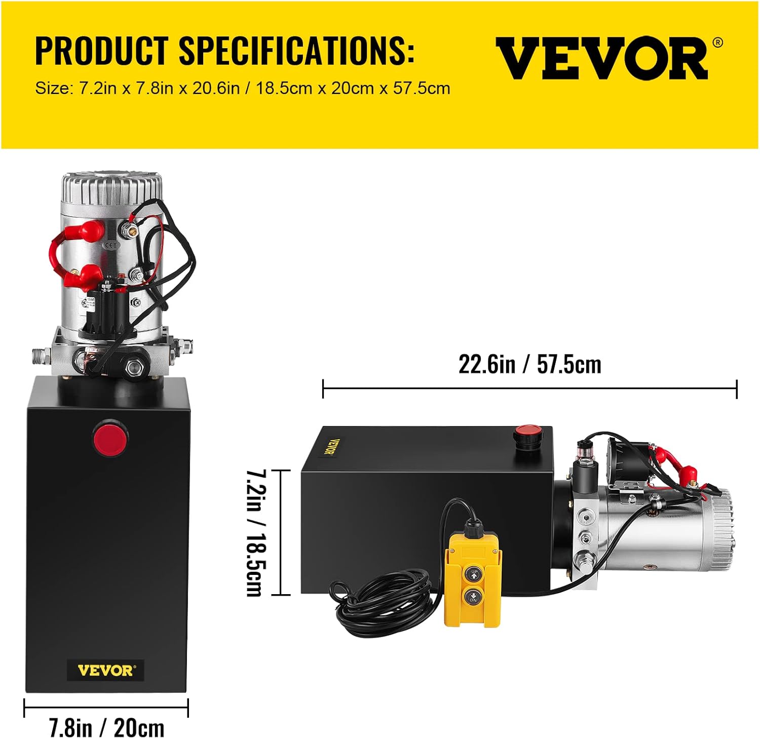 Mophorn Hydraulic Pump, 10 Quart Hydraulic Power Unit, Single Acting Hydraulic Pump, 12V DC Hydraulic Pump (Steel Reservoir, Single Acting, 3200 PSI) w/SAE#6 Connector for Dump Trailer Car Lifting