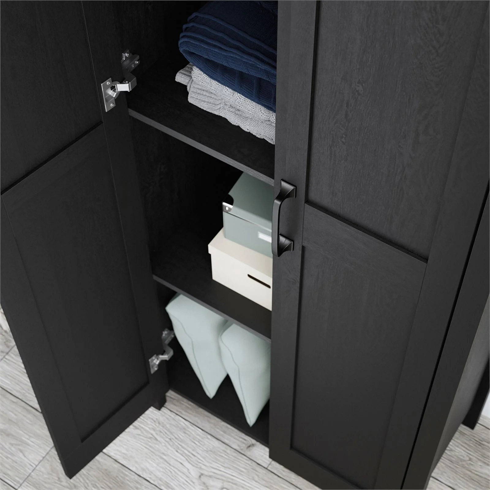 UrbanPro Engineered Wood 2-Door Storage Cabinet in Raven Oak Finish