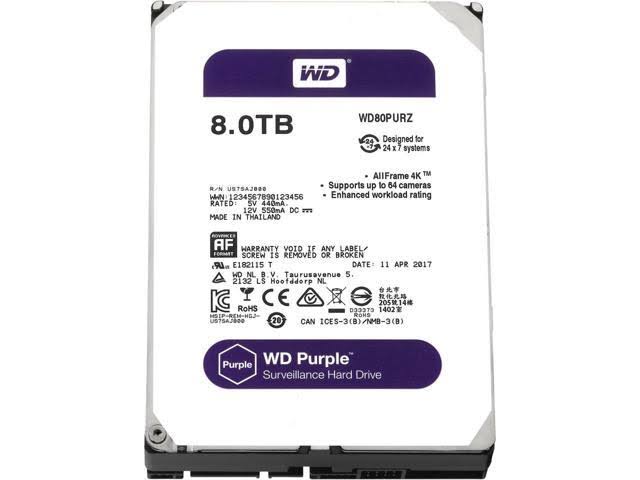 WD Purple 8TB Surveillance Hard Drive WD80PURZ