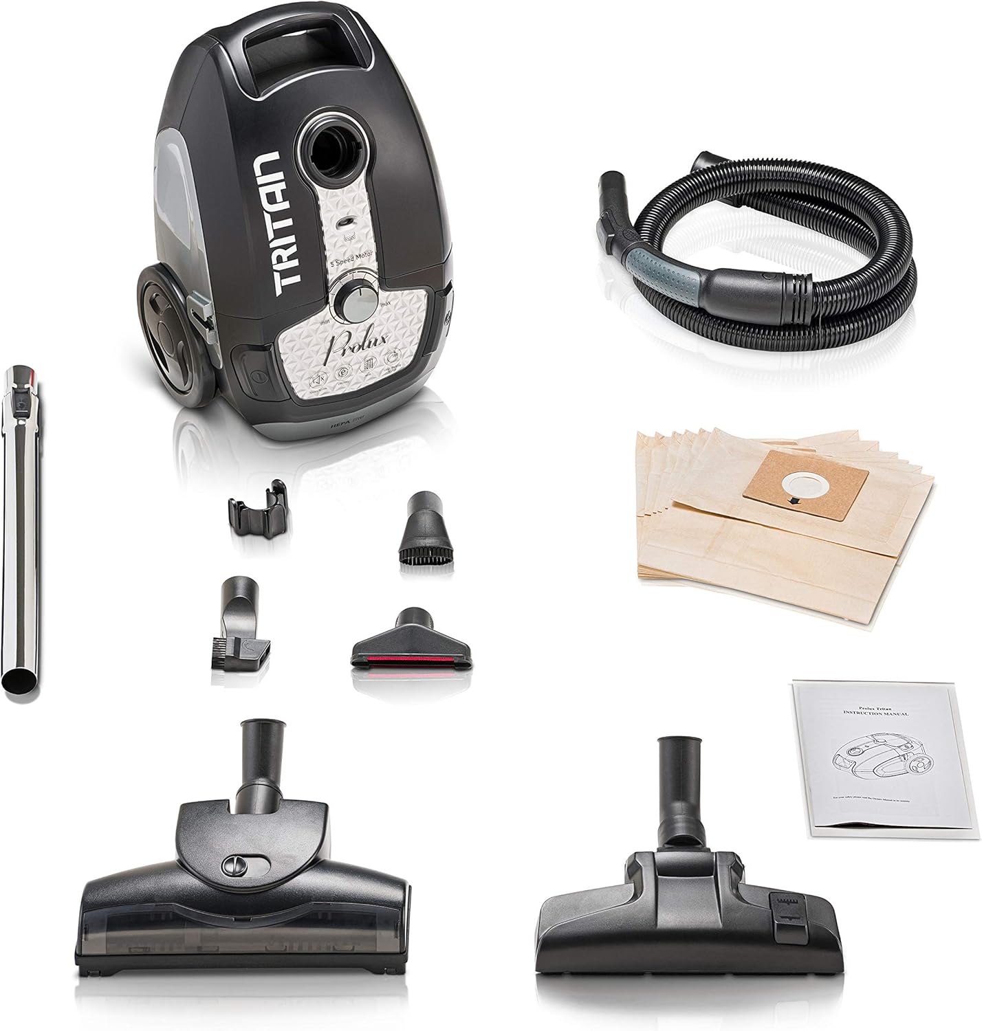 Prolux Tritan Canister Vacuum Cleaner with Sealed HEPA Filter and Powerful 12 Amp Motor