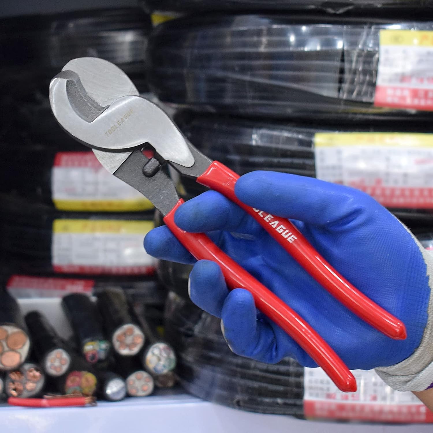 TOOLEAGUE 10 inches Cable Cutter,Heavy Duty Cable Cutting, High Leverage Cutter for Aluminum, Copper, Wire, Communications Cable
