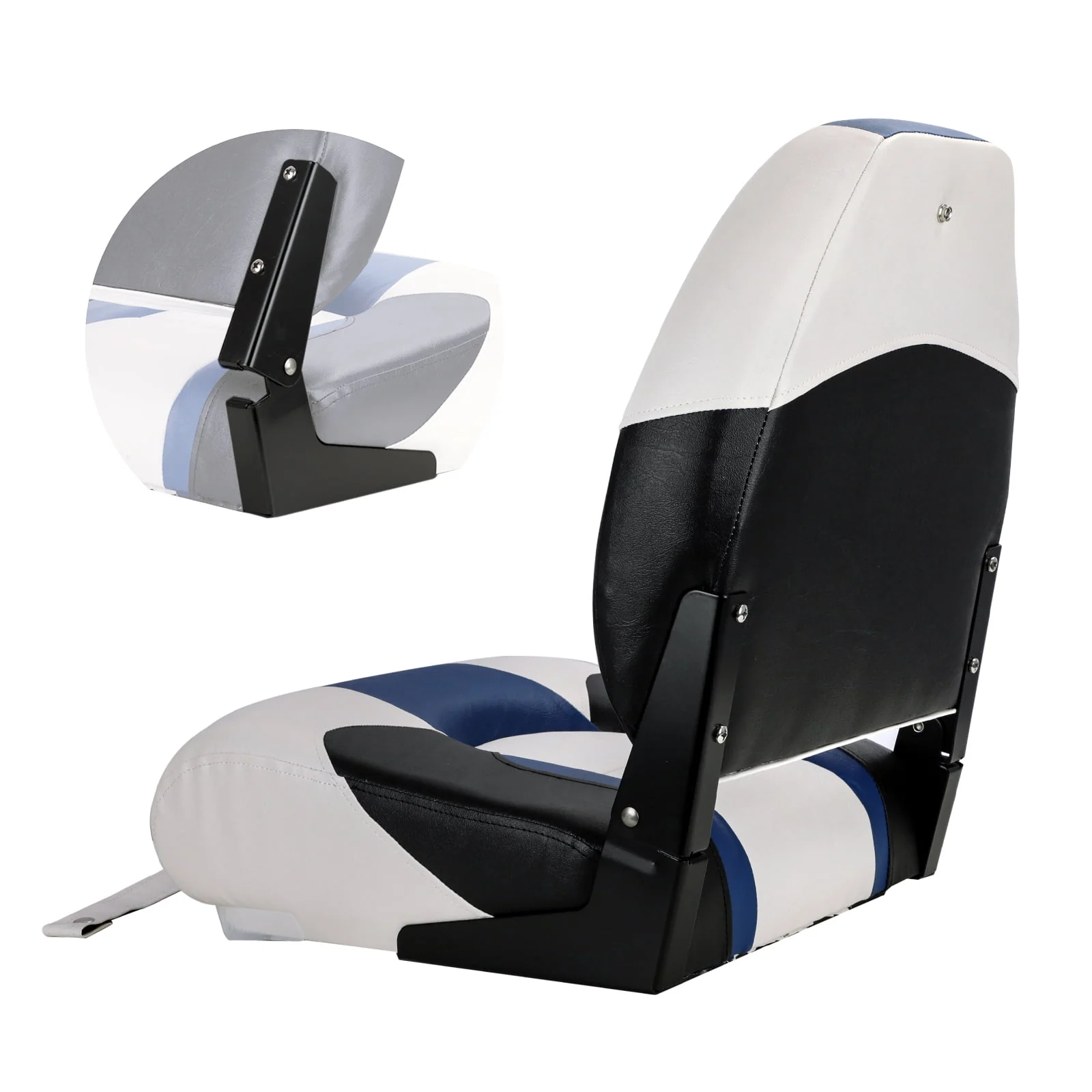 NORTHCAPTAIN S1 Pro Premium High Back Folding Boat Seat,Stainless Steel Screws Included,Charcoal/Black(2 Seats)