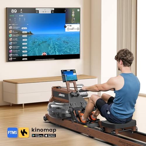 JOROTO Rowing Machines for Home Use, Foldable Rower Machine with Bluetooth Monitor, Tablet Holder Water Rowing Machine