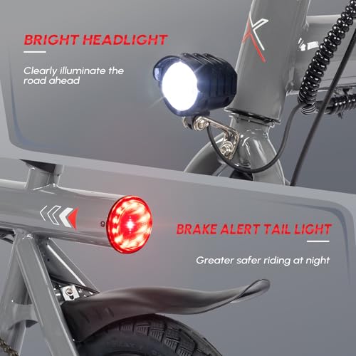 PEXMOR Electric Bike for Adults, 350W Motor (Peak 500W) Ebike 36V 6AH Battery, 14" Folding Commuter City Electric Bicycle for Adults/Teens, Complies to UL2849