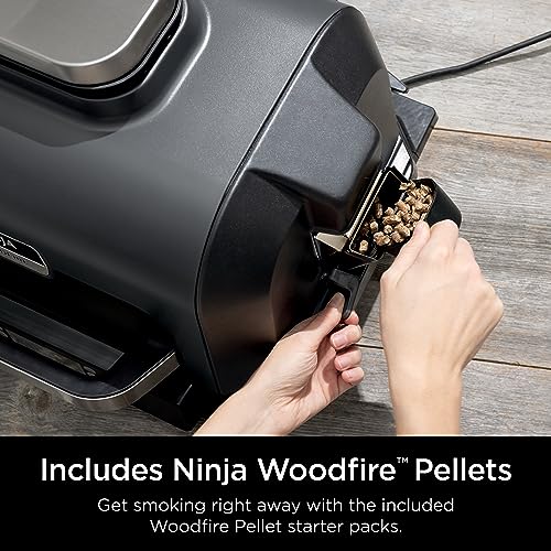 Ninja Woodfire Pro Outdoor Grill & Smoker with Built-In Thermometer, 7-in-1 Master Grill+Ninja Outdoor Flat Top Griddle Plate+ Ninja