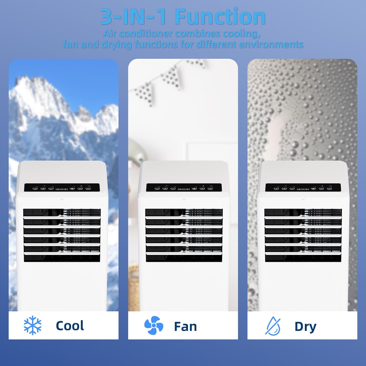 8000 BTU Portable Air Conditioners Cools 350 Sq.Ft. 3-in-1 Portable AC Units for Rooms with Remote Control/Sleep Mode/24H Timer, AC Unit for Bedroom Apartment, Window Kit Included