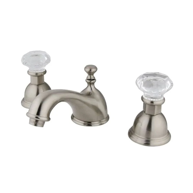 Kingston Brass KS3968WCL Celebrity Widespread Lavatory Faucet with Crystal Handle , Satin Nickel