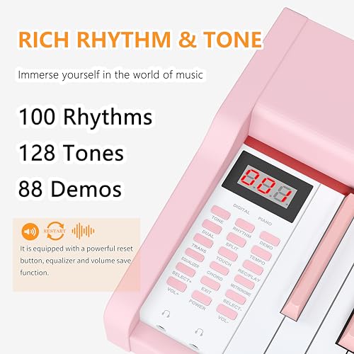 88 Key Fully Weighted Electric Piano Keyboard Hammer Action Full-size Digital Pianos for Beginners Adults Wooden Upright Piano with Sheet Music Stand Triple Pedal, Supports USB-MIDI Black