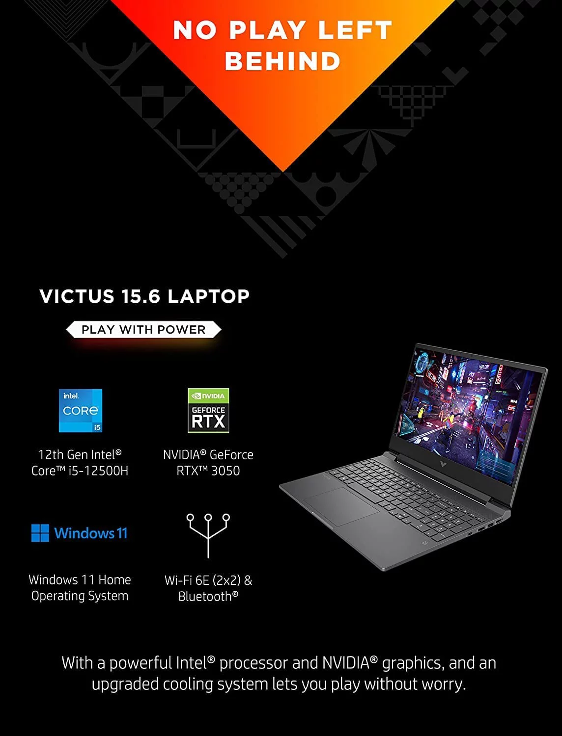 HP Victus 15.6'' FHD 15 Gaming Laptop, NVIDIA GeForce RTX 3050, 12th Gen Intel Core i5-12500H, 16GB RAM, 1TB M.2 PCIe SSD, Windows 11 Home, Backlit Keyboard, Enhanced Thermals + Mazepoly Accessories