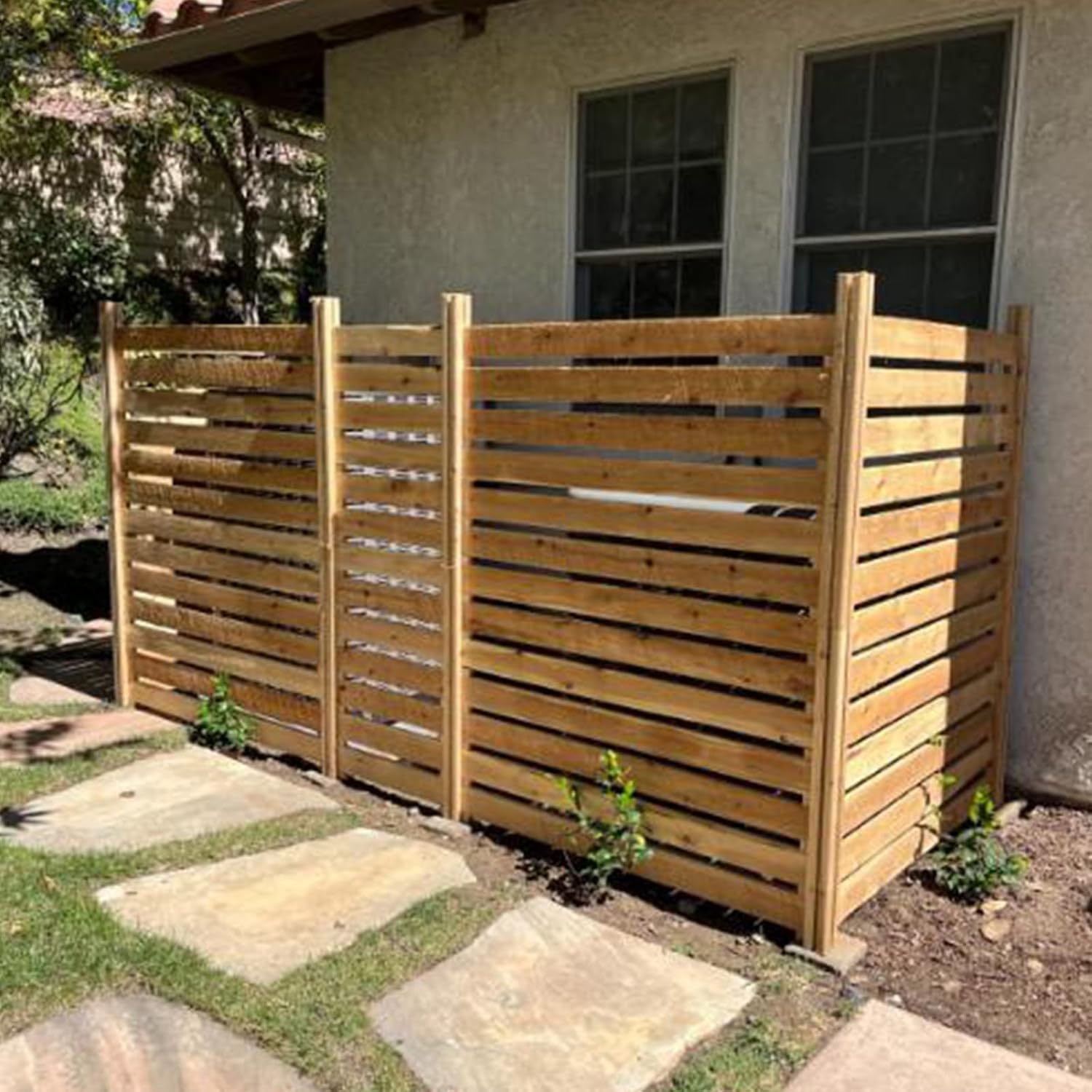 Air Conditioner Fence Privacy Screen, Cedar Wood Outdoor Air Conditioning Cover Privacy Fence Screen Pool Equipment Trash Enclosure Can Enclosure Bins and A/C Units (36" W x 36" L,3 Panels)