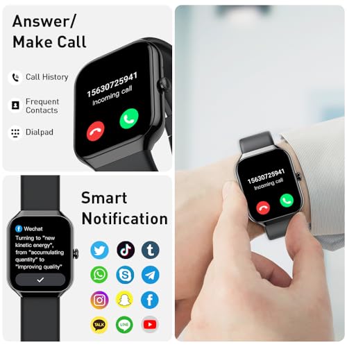 Smart Watch(Answer/Make Call), 1.96 HD Smartwatch for Men Women, 2025 New Fitness Watch with 112+ Sport Modes, Heart Rate, Sleep Monitor, Pedometer, IP68 Waterproof Activity Tracker for Android iOS