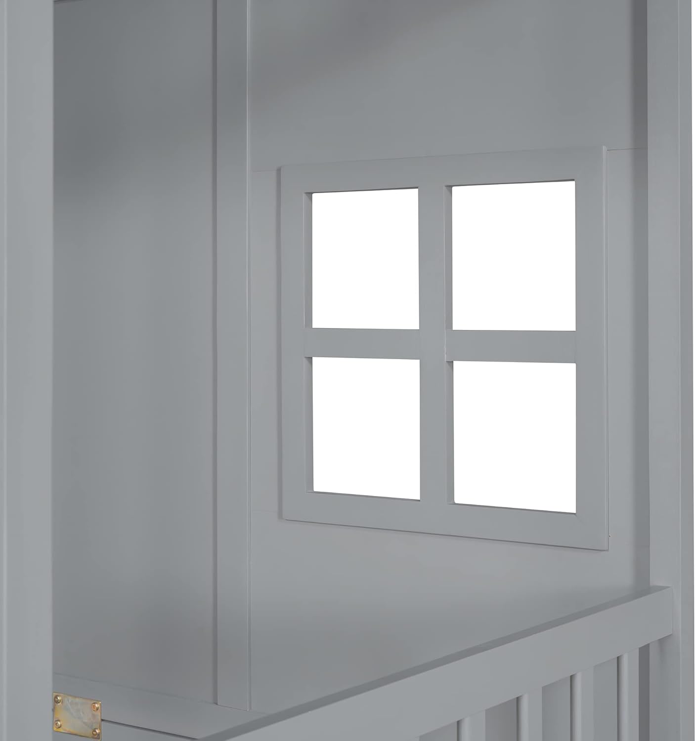 Twin Size House Bed with Twin Trundle, Wooden House-Shaped Daybed with 2 Windows and Safety Full-Length Guardrails for Kids Boys Girls Bedroom, A Beautiful Piece for Bedroom, Gray