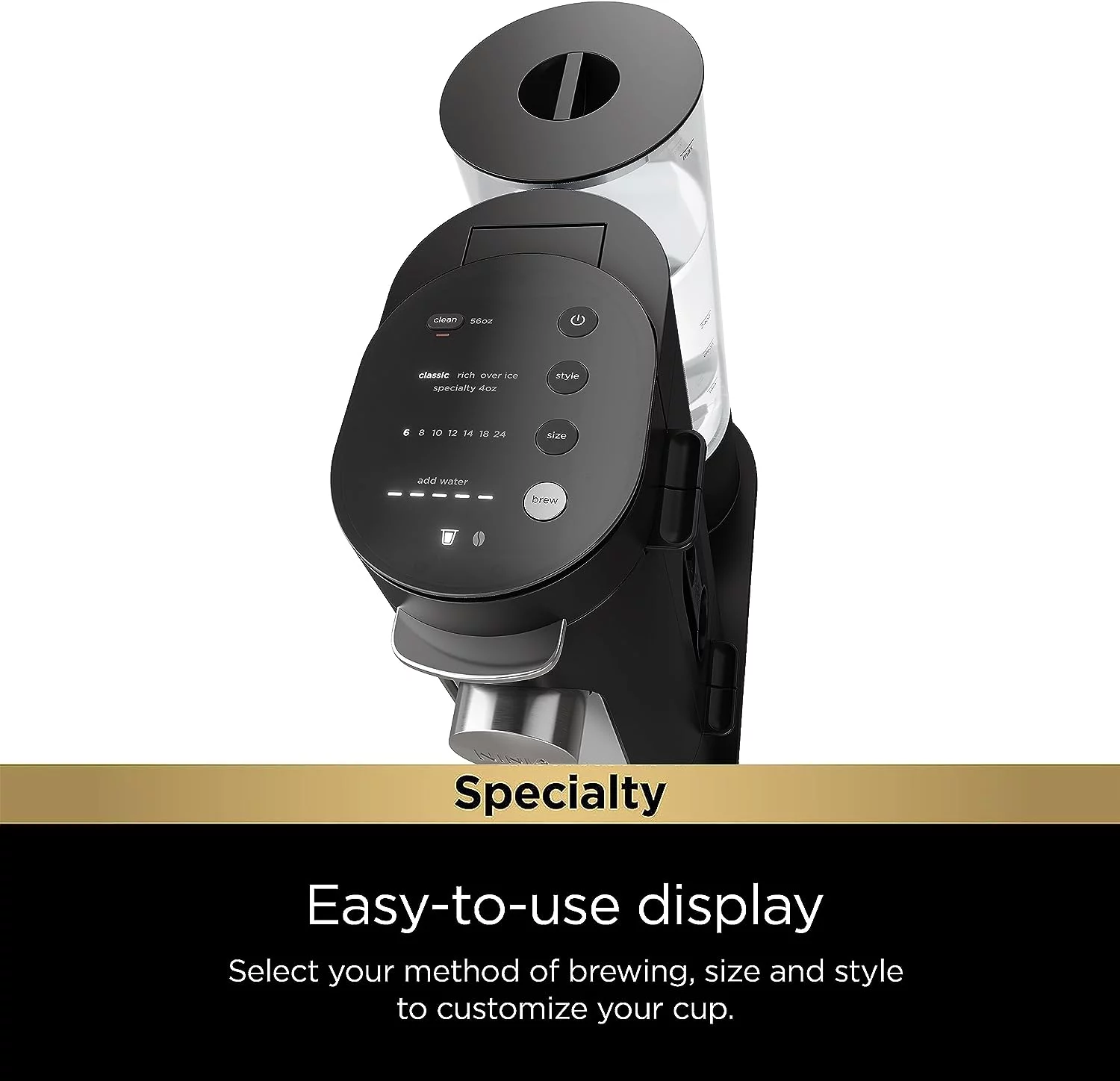 Ninja PB051 Pods & Grounds Specialty Single-Serve Coffee Maker, K-Cup Pod Compatible, Built-In Milk Frother, 6-oz. Cup to 24-oz. Travel Mug Sizes, Black
