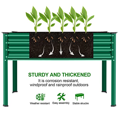 Land Guard Galvanized Raised Garden Bed with Legs, Galvanized Planter Raised Garden Boxes Outdoor, Oval Large Metal Raised Garden Beds for Vegetables(Beige)………