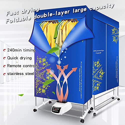 MASERA Portable Mute Silent Electric Warm Air Dryer, Portable Heated Clothes Drying Machine Remote Control-1500-1800W-4 Gears-22.5x29x16.5cm (Remote Control)